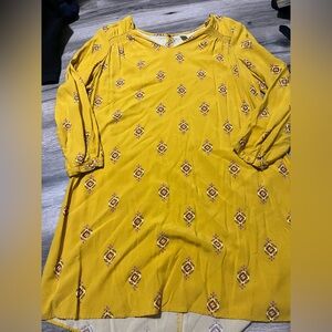 Old Navy Mustard Geometric Boho Dress- size L